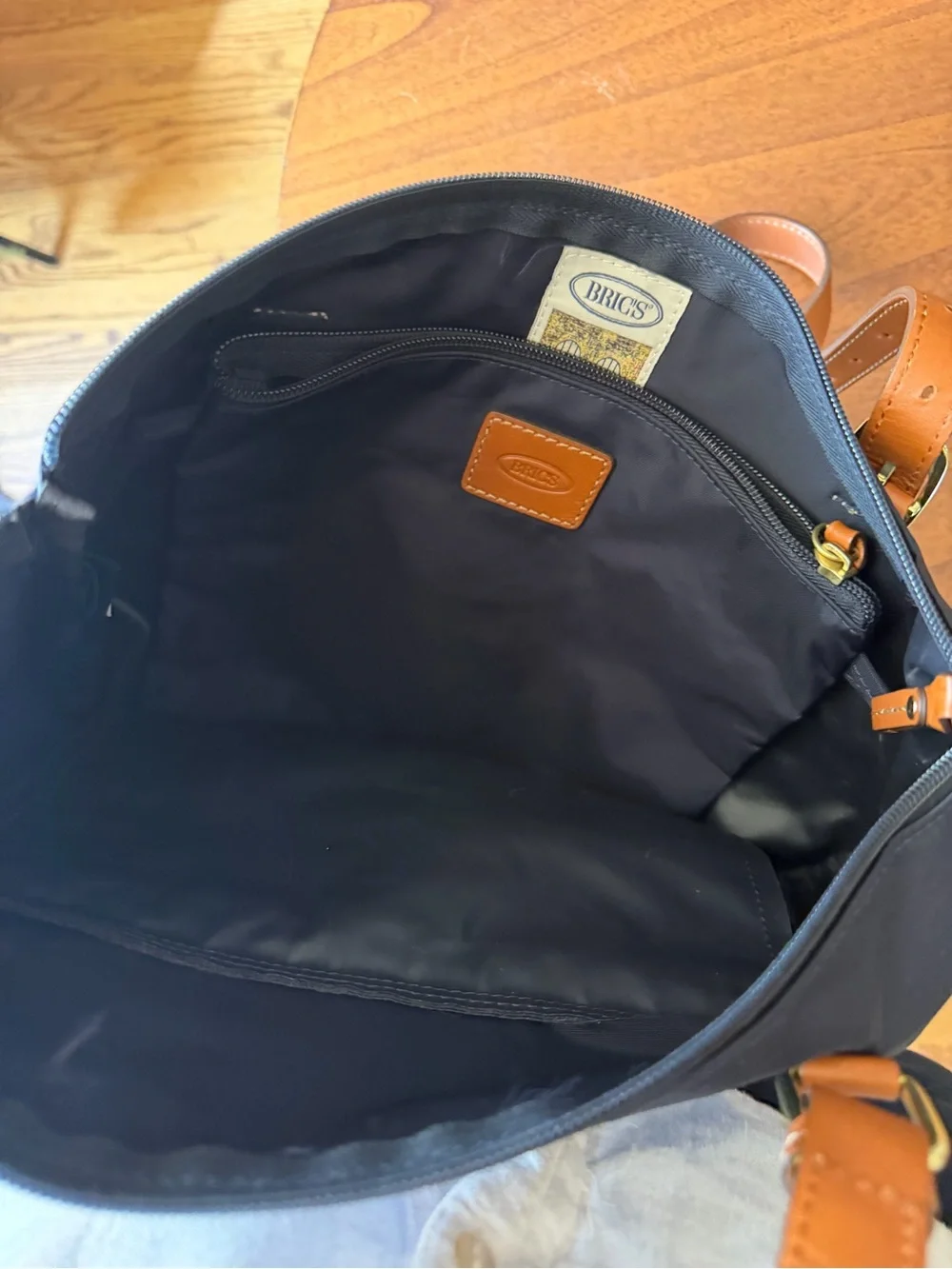 Bric's Navy Tote with Tan Leather Straps